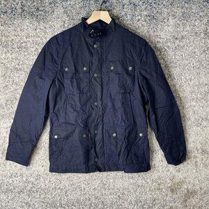 WRK Work Rest Karma Jacket Mens Medium Navy Blue Field Utility Cotton Snap Front